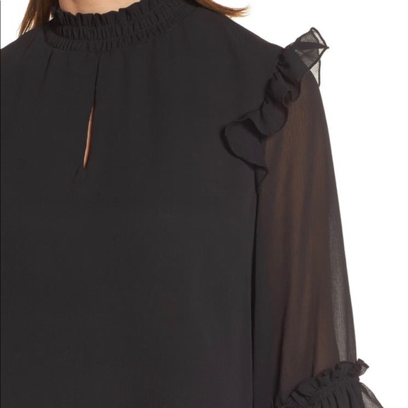 Bobeau Ruffle Sleeve Blouse - Size Small - Color Black - Picture 3 of 6